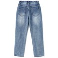 thumbnail image 2 of KIDSCOOL SPACE Girls/Boys Frayed Edge Elastic Band Inside Washed Ripped Slim Jeans,Blue,11-12 Years, 2 of 7