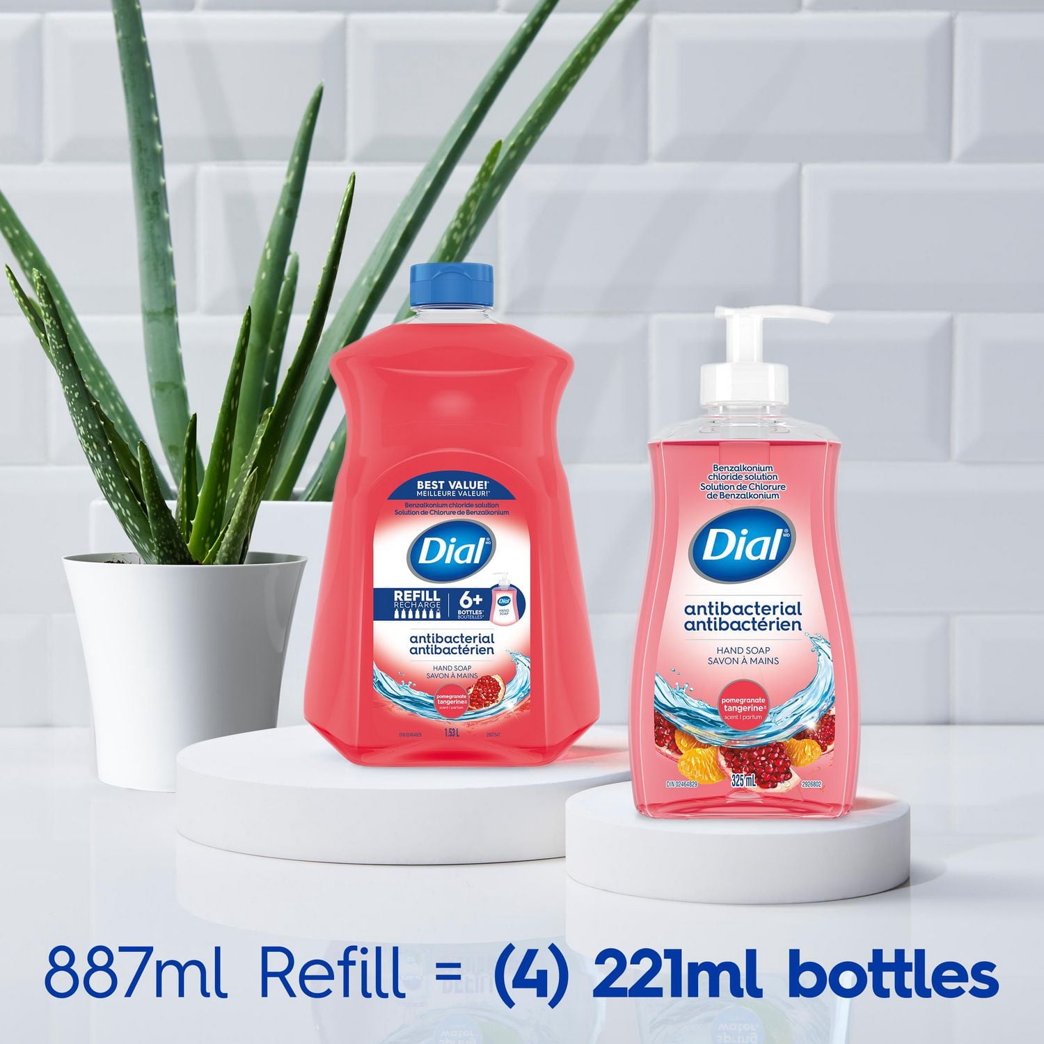 Dial Savon à Mains Antibactérien Liquide, Parfum Grenade et Mandarine, 1.53 Litres, Testé par des Dermatologues, pH Équilibré, Sans Silicones, Parabènes, Phtalates, SLES/SLS