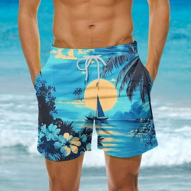 Gspmoly Shorts for Men, Men'S Hawaiian Print Shorts Casual Print Swim Shorts Shorts Mens Swim Shorts Weekly Deals Multicolor XXL
