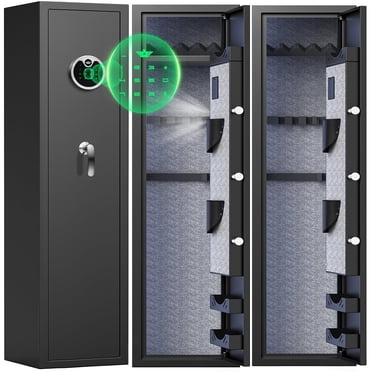 Gun Safes Gun Safe, 3-5 Gun Quick Access Digital Password for Home Gun and Pistols with LCD Keypad, 3 Adjustable Racks, Long Gun Safe for Guns with LED Light, Alarm System