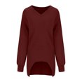 thumbnail image 4 of MeetoTime Women's Long Sleeve Tops Fall Casual Textured V-Neck Oversized Pullover Sweatshirt, 4 of 7