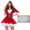 thumbnail image 1 of KAWELL Ensemble de Costume 2 Pcs Mrs Claus - Robe à Capuche en Velours avec Ceinture pour Noël, 1 of 6
