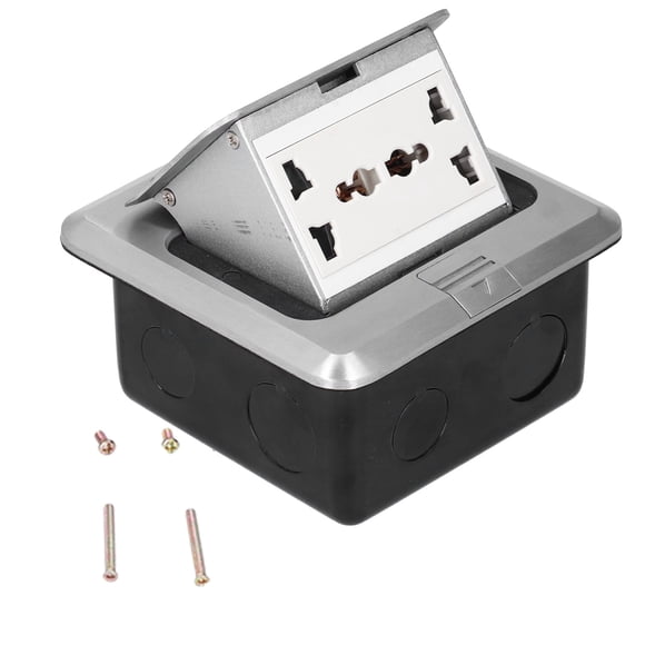 6-Port Embedded Floor Socket with Damping Aluminum Alloy Base, 13A 250V AC, Water-Resistant Design for Seamless Installation and Enhanced Durability