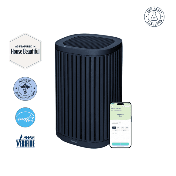 The Windmill Air Purifier for Home - 3-In-1 Filtration for Smoke & More - True HEPA Filter, Activated Carbon, & Pre-Filter - Covers Up To 975 Sq ft - Ultra-Quiet - App Compatible - Navy