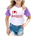 thumbnail image 1 of WEIYLL T-Shirts Filles Imprimé Lettres Manches Courtes Raglan Été Doux Décontracté Hauts pour Enfants 4-5 Ans, 1 of 3