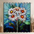 thumbnail image 1 of Ensemble de Rideaux de Fenêtre à Marguerites Blanches, 2 Panneaux, Rideau Rustique Jardin Naturel avec Fleurs en Floraison, Rideaux de Fenêtre Patchwork Style Vitrail Artistique pour Chambre d'Enfants Garçons, 52l X 63h Pouces, 1 of 6