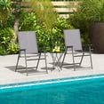 thumbnail image 4 of Costway 2pcs Patio Folding Portable Dining Chairs Metal Frame Armrests Outdoor Grey, 4 of 9