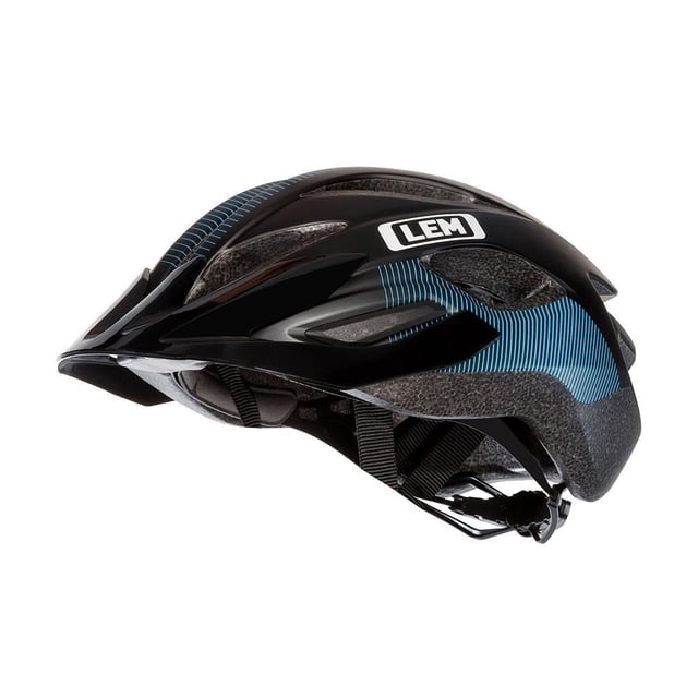Boulevard GelMotion® Bike Helmet by LEM Helmets in a sleek black design with blue accents. Features include superior ventilation, EPS technology, and a custom fit system for optimal comfort and safety. Designed for urban commuting and recreational cycling, it incorporates GelMotion® technology for impact management.