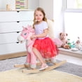 thumbnail image 2 of Qaba Kids Plush Rocking Horse Child Ride On Toy Rocker with Realistic Sounds Pink, 2 of 10