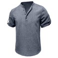 thumbnail image 3 of Kaemgyyd Men's Henley Shirts Stylish Short Sleeve Casual Button Tops Lightweight Solid Color Classic Basic Tee, 3 of 5