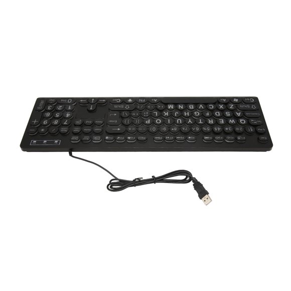 USB Keyboard, 104 Key High Visibility Business Wired Keyboard Comfortable Touch  for Internet Bar for Visually Impaired for Office