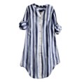 thumbnail image 1 of XZNGL Plus Size Top Women Button Up Pullover Cotton Striped Top Plus Size Tunic Blouse Button Up Shirt, 1 of 5