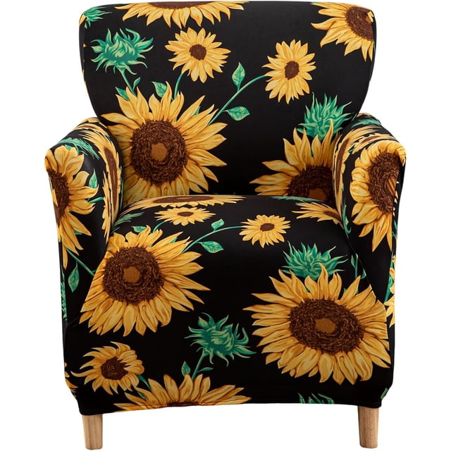 Housses de Chaise Extensibles avec Accoudoirs, Housse de Chaise d'Appoint Imprimée, Fauteuil Fleur, Housses de Fauteuil de Banquet Douces, Housses de Chaise Lavables pour Salon, Bureau, Réception, Lecture, Sofa