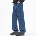 thumbnail image 5 of RKSTN Mens Pants Plush Thick Jeans With Elastic Drawstring Loose Oversized Straight Leg Pants Long Pants Soft Comfortable Workout Pants, 5 of 5