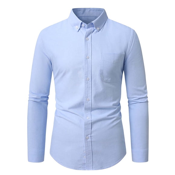 Mens Button Up Dress Shirt Men's Long Sleeve Men's Shirts Long Sleeve Men Dress Shirt Long Sleeve Plain Shirts, Blue, XL