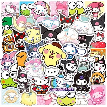 50 Pcs Waterproof Vinyl Stickers MyMelody and Kuromi , Hellokitty Stickers, Cinnamoroll,Pompompurin Keroppi,Pochaco Kawaii Sticker, for Teens Adults