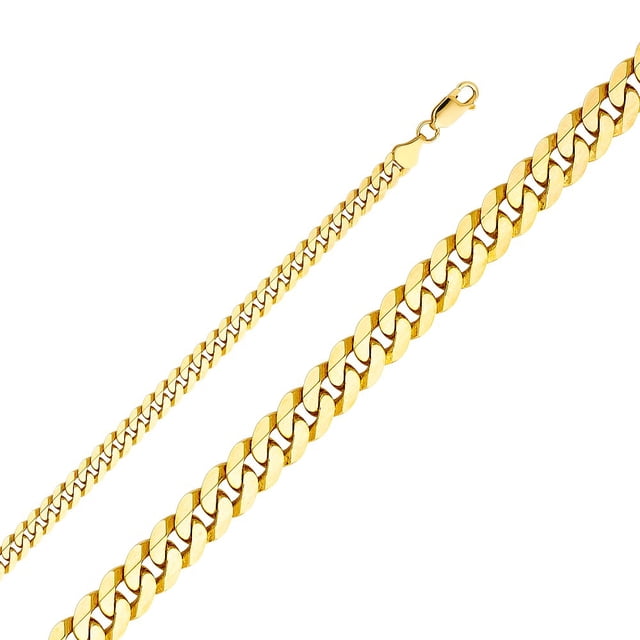 Dimaya Fine Jewelry 14K Yellow Gold 6.3-mm Wide Flat Beveled Cuban Chain