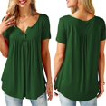 thumbnail image 4 of MesaSe Tunique à Basque Ample à Col en V pour Femmes, Hauts d'Été Amples à Manches Courtes, Blouse Décontractée Blanche XXXXXL, 4 of 7