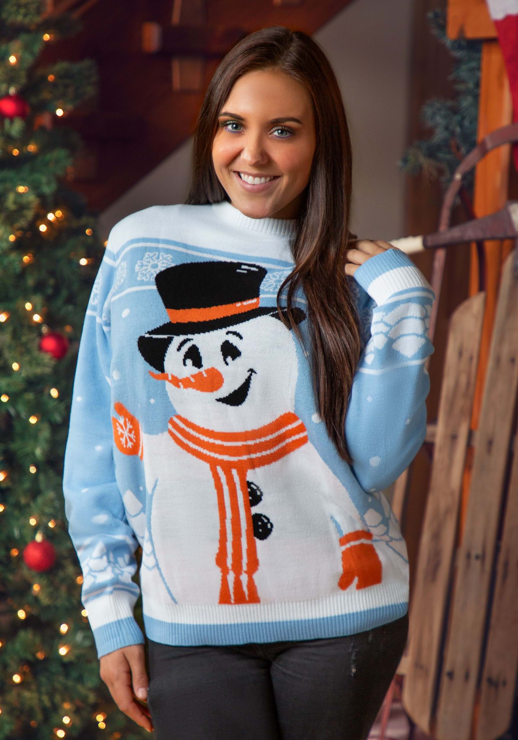 Friendly Snowman Ugly Christmas Sweater for Adults