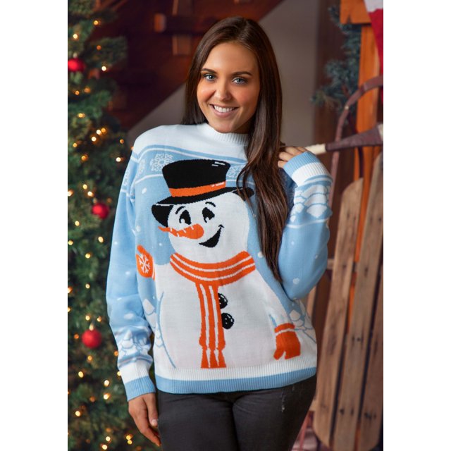 Friendly Snowman Ugly Christmas Sweater for Adults