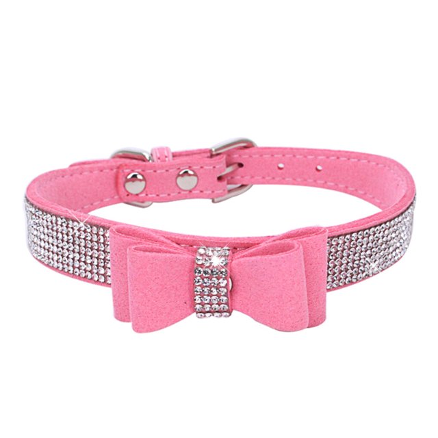 Bling Crystal Cat Collar Metal Adjustable Puppy Bow Tie Rhinestone Soft Collars Pet Supplies for Small Medium Dogs
