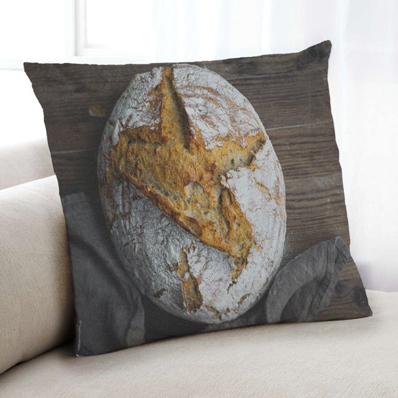Ahgly Company Foods Bread Indoor Throw Pillow, 18 inch by 18 inch