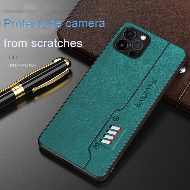 TONDAR Fashion Leather Texture Shockproof Case Ultra Light Back Cover for iPhone 13 Pro (Green)