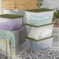 thumbnail image 4 of Sterilite 55 Liter Storage Box, Clear Plastic Storage Bin with Snap-on Lid, Green, 4 of 5