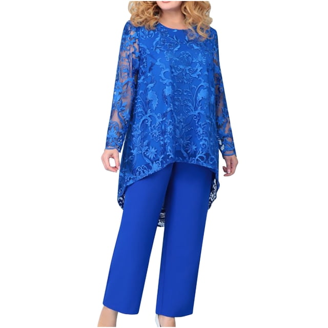 Womens Plus Size Pants Womens Plus Size Evening Dress Lace Embroidery Temperament Fit Pantstwo Piece Set Plus Size Dress Pants Plus Size Womens Pants Womens Plus Size Dress Pants