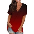 thumbnail image 1 of HWRETIE T-Shirt Dégradé pour Femmes à Manches Courtes, Col Rond, Coupe Ample, Haut Décontracté, Blouse d'Été, 1 of 4