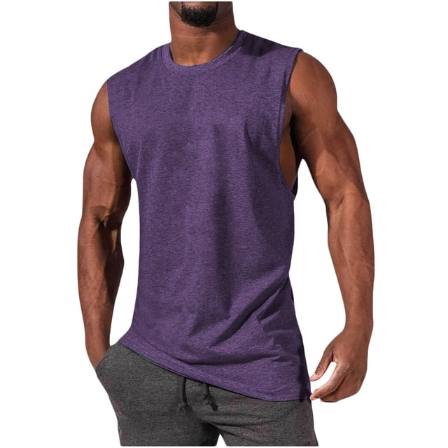 Timegard Tank Tops Men Solid Color Crewneck Basic Tee Comfy Sleeveless Fitting Casual Shirts Top Athletic