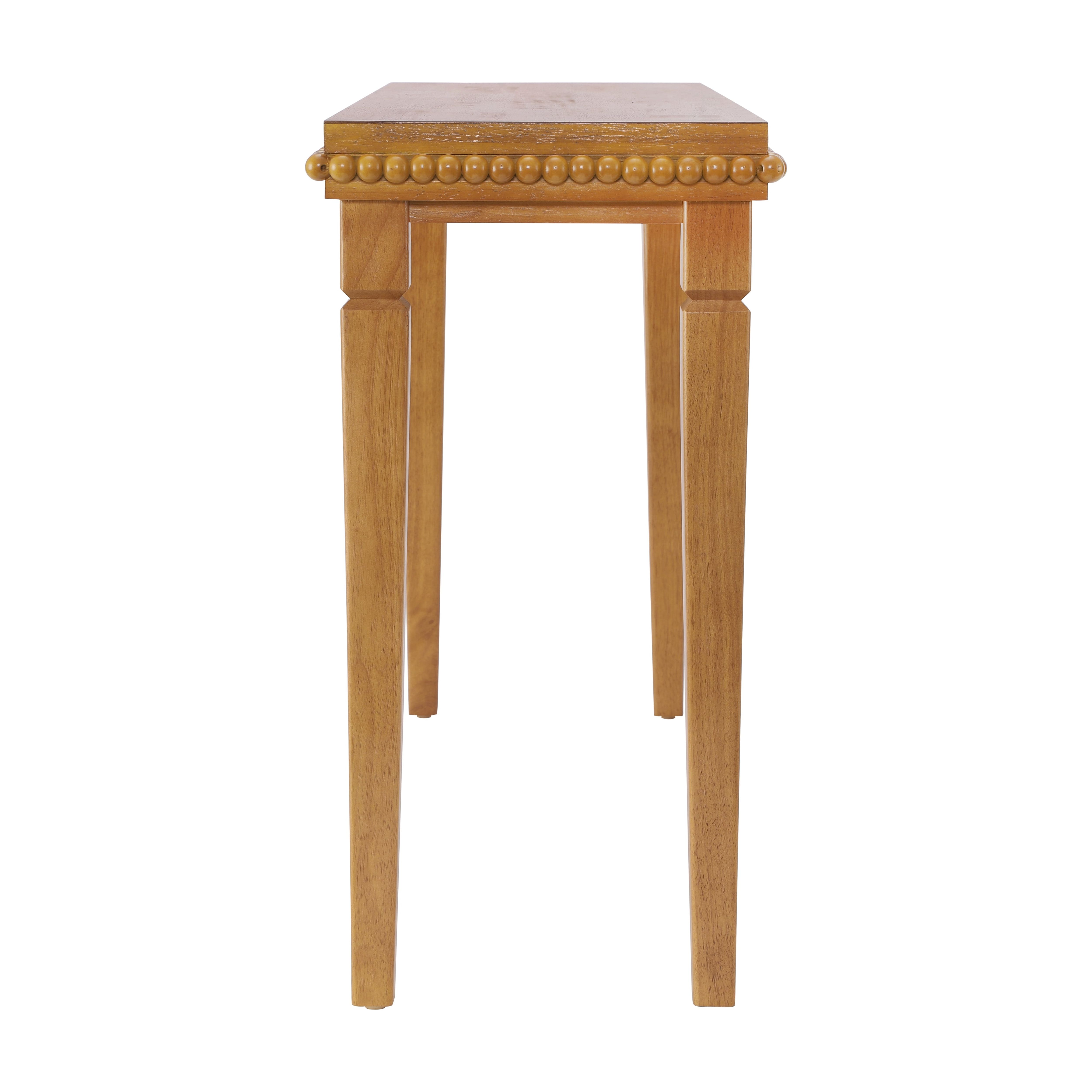 Noble House Table Console de Ferme avec Garniture Perlée, Placage en Bois Naturel pour Entrée, Salon et Couloir, Marron