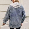 thumbnail image 5 of Posijego Veste en Denim pour Femme Tendance à Manches Longues à Revers Boutonnée Vestes en Jean Mode Décontractée Manteau, 5 of 5