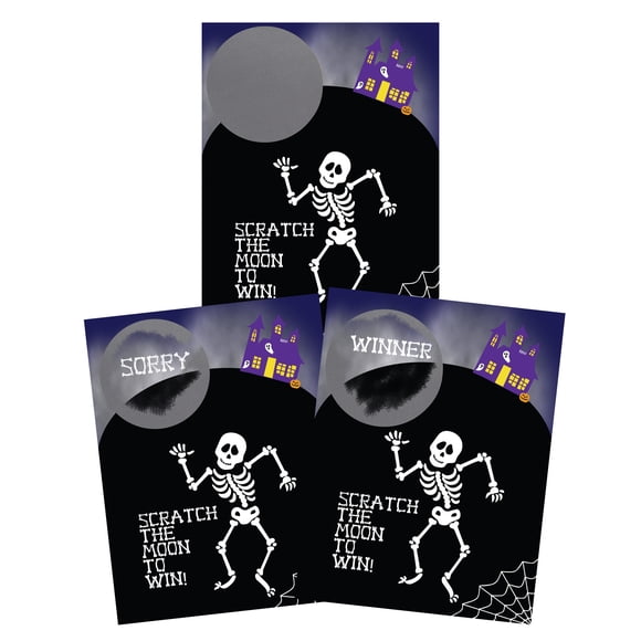My Scratch Offs - Lot de 26 Cartes de Jeu de Squelette d'Halloween à Gratter pour Cadeaux de Fête, Promotion d'Affaires, Prix, Récompenses, Fournitures Scolaires et Jeux Familiaux - 3x4