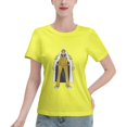thumbnail image 1 of T-Shirt Basique à Manches Courtes pour Femme une Pièce Singe Jaune, 1 of 6