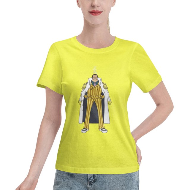 T-Shirt Basique à Manches Courtes pour Femme une Pièce Singe Jaune