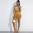 thumbnail image 4 of Jupes Femmes Sequins Jupes à Franges Shorts Rave Festival Bas Uni Vêtements d'Été pour Femmes Or S, 4 of 5