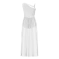 thumbnail image 4 of LiiYii Robe de Danse Lyrique pour Filles Ballet Patinage Artistique Longue Robe Justaucorps de Gymnastique Sans Manches Blanc 14, 4 of 8