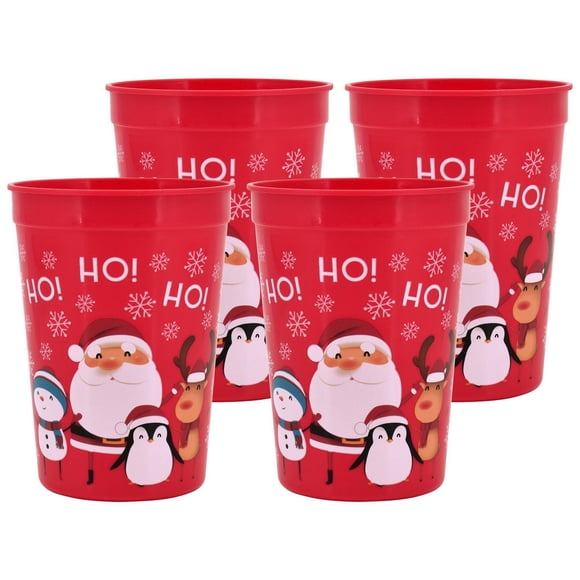 HOLIDAY TIME 4 PK PLASTIC TUMBLER