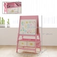 thumbnail image 3 of Qaba Chevalet Artistique pour Enfants, Chevalet pour Enfants 3-en-1 Double Face avec Rouleau de Papier - Rose, 3 of 10