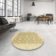 thumbnail image 3 of Ahgly Company Indoor Round Abstract Brown Gold Oriental Area Rugs, 4' Round, 3 of 6