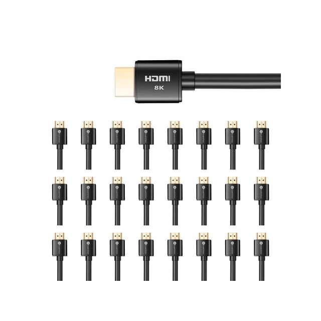 Buyer’s Point Ultra High Speed HDMI 2.1 Cable CL3 Rated Dynamic HDR 1.8M(6ft) 8K 120Hz, 48Gbps, Dolby Vision, eARC, Compatible with Apple TV, Nintendo Switch, Roku, Xbox, PS4, Pack of 25 Black