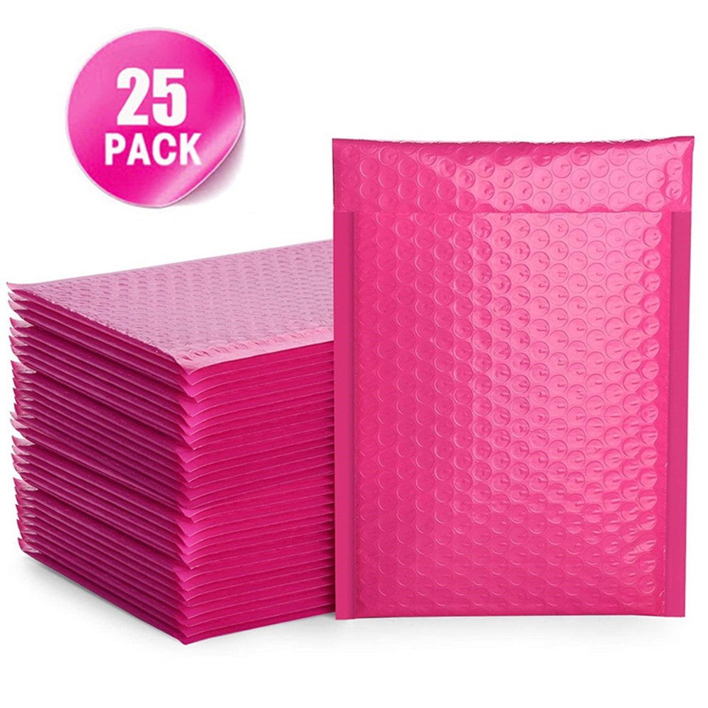 Bubble Mailers Padded Envelopes Lined Poly Mailer Self Seal Rose Red 25PC