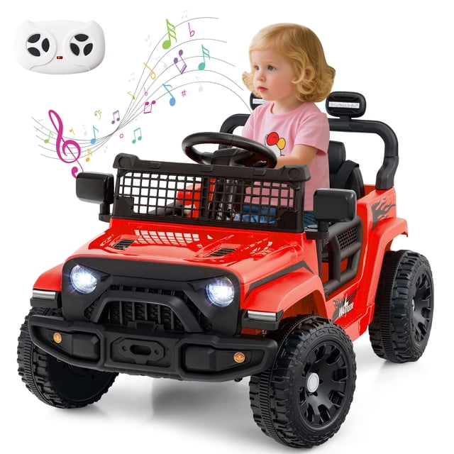 Gymax Kids Ride on Car Truck 12V Battery Powered Electric Vehicle w/ Foldable Mirrors Red
