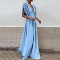 thumbnail image 2 of Ketyyh-chn99 Robes Formelles pour Femmes Robe de Mariage Robe Midi à Fleurs Robe de Soirée Vintage Élégante pour Dames Robe de Cocktail Bleu,2TG, 2 of 5