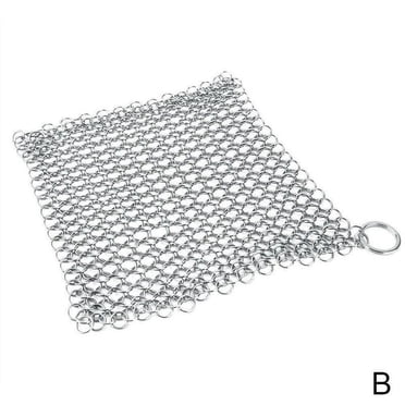 Steel Cast Iron Pot Cleaner Chain Mail Scrubber Cookware Kitchen Tool U7W8