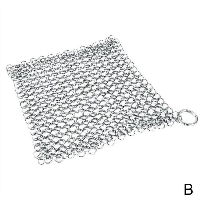 Steel Cast Iron Pot Cleaner Chain Mail Scrubber Cookware Kitchen Tool U7W8