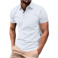 thumbnail image 3 of Sentmoon Mens Summer Outfits Plus Size Loose Turndown Collar Short Sleeve Breathable Mens Work Shirts Solid Color Summer Tops for Mens Trendy for Beach Vacation White L, 3 of 5