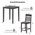 thumbnail image 3 of Gymax 3 PCS Counter-Height Dining Table Set for 2 Square Kitchen Table & 2 Bar Chairs, 3 of 9