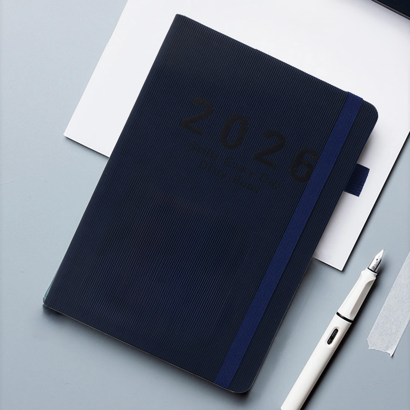 2026 English Calendar Notebook Vertical Patterned Strap Daily Planner Annual Calendar Notebook, Czzoypi 2026 English Calendar Notebook Vertical